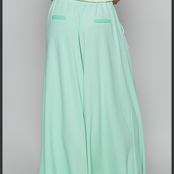 POL Thermal Pleat Stretch Peach Wide-Leg Pants Large - Picture 6 of 7